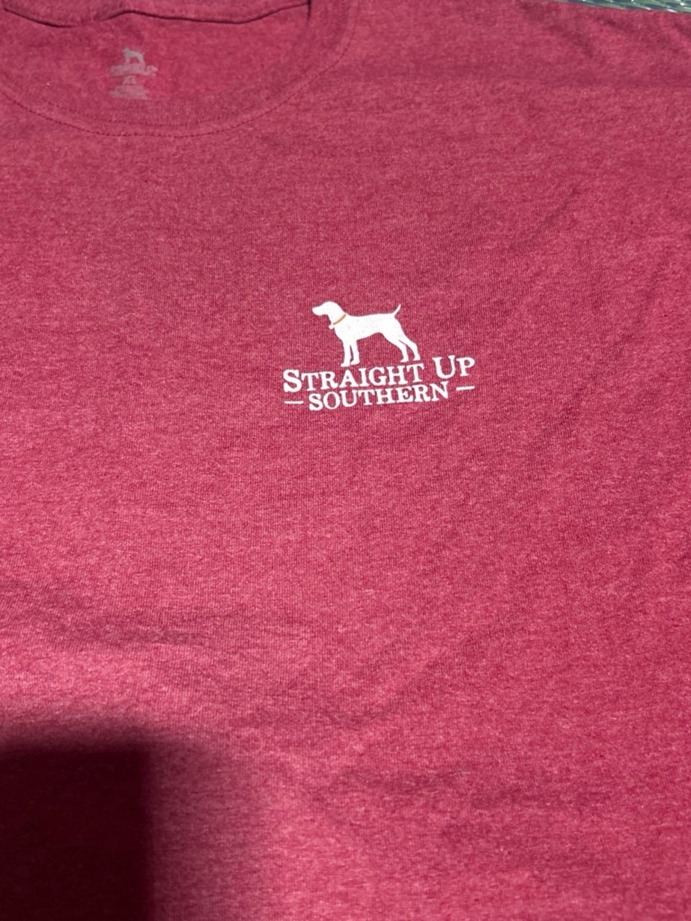 Straight Up Southern Heathered Red Crewneck Tee with Dog Logo